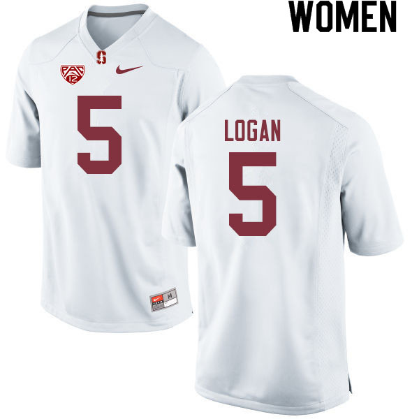 Women #5 Donjae Logan Stanford Cardinal College Football Jerseys Sale-White - Click Image to Close